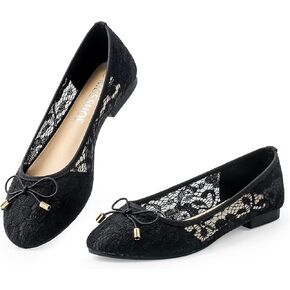 MUSSHOE Flats Shoes Women Comfortable Bowknot Lace Breathable Ballet Flats for Women