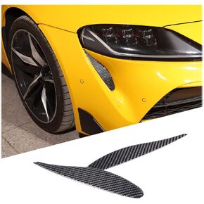 Daeiclru Soft Carbon Fiber Car Hood Vent Cover Trim Compatible with Toyot@ Supra GR A90 A91 MK5 2019-2022, Front Headlight Side Vent Outlet Decorative Trim Sticker