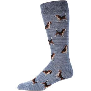 MeMoi Men's 2 Pair Pack Beagle Dog Rayan Blend Crew Socks