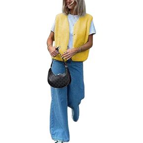 Womens Fuzzy Fleece Vest Casual Sleeveless Sherpa Jacket Warm Button Down Gilet Winter Outwear with Pockets