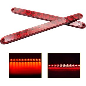 2pcs Red 16inch 11 LED Red Trailer Light Bar ، Sealed Stop Stop Tail Tail Park الثالث ثالث علامة ضوء الفرامل المغطاة بالماء لأضواء المقطورة المغلقة للقوارب البحرية Golf Cart Offroad Truck RV UTV ATV