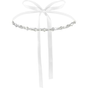 Bridal Rhinestone Wedding Waist Belt, Thin Bling Bridal Dress Belt Shiny Crystal Bridesmaid Sash Ribbon Belt for Wedding Gown