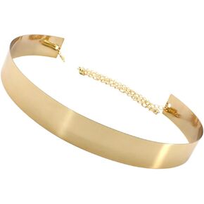 ikasus Women Gold/Silver Metal Belt Shiny Polished Adjustable Gold Metal Mirror Waist Belt for Evening Dresses Type 3