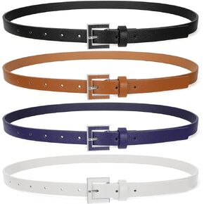 Suosdey 4 Pack Women Women Leather Leather Belts for Vresses Belit Weist Belt for Jeans Buckle Ladies Belts 0.7 "WIDTH