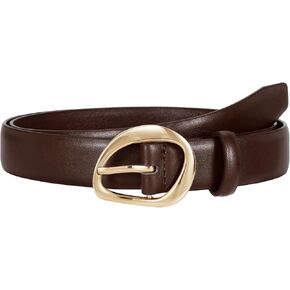 JASGOOD Leather Belts for Women Casual Fashion Waist Belt with Gold Buckle Ladies for Jeans Pants Dresses