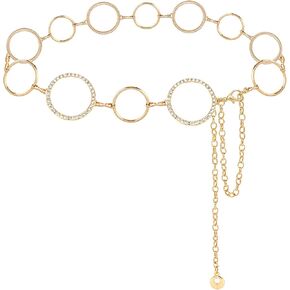LIMHOO Metal Waist Chain for Women Rhinestone Chain Belt Crystal Waist Belt for Dress