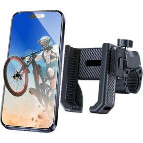 Bike Phone Mount Holder, Motorcycle Phone Mount Handlebar Clamp One-Hand Release & Quick Lock - 360 Degree Rotation Compatible with iPhone & Android Smartphones from 4.5"-7",Black 89001A