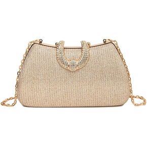 Rhinestone Evening Clutch Purse Sequin Bag,Woman Sparkling Handbag Formal Clutch with Chain for Wedding Party