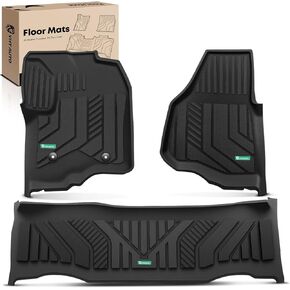 YHTAUTO Floor Mats Compatible with Ford F-250 350 450 550 Super Duty 2012-2016 Crew Cab, TPE All Weather Car Mats Waterproof Anti-Slip Odorless Floor Liner, Interior Car Accessories