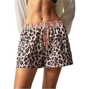 Soly Hux Women’s Leopard Shorts Button مرونة منخفضة منخفضة الصيف الصيفية القصوى مع جيوب