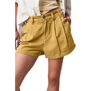 Lesore Womens مريحة ملائمة الخصر المرن غير الرسمي الصيفي الصيفي القصير الجيوب الجيوب الصين السراويل السراويل in Kuwait