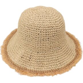 Women Hand-Woven Sun Hat UV Protection Crochet Straw Wide Brim Beach Hat Summer Foldable Bucket Hat