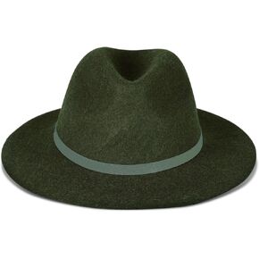 Lucky Brand Women's Wool Fedora Wide Brim Adjustable Hat with Faux Suede Tie (One Size Fits Most), Olive