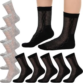 10 Pairs Mens Ultra Thin Cotton Dress Socks Breathable Summer Crew Business Socks Soft and Lightweight for Men