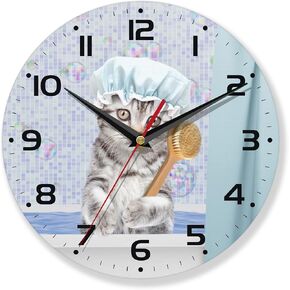 Chicken Wall Clocks,Rooster Oil Painting Wall Clock Decorative,Chicken Kitchen Wall Clock Battery Operated - 10 Inch Round Bathroom Wall Clocks Silent Non-Ticking in Kuwait