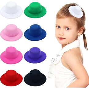 Cinaci 8 Pieces Small Fascinator Hats for DIY Project Craft Formal Tea Party Top Hats Hair Accessories for Baby Girls Toddlers Kids Dolls