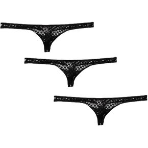 COMLIFE Men's Transparent Plaid Mesh Thong Underwear Low Rise Hollow Out T-back Panties