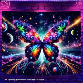 BlissYard Blacklight Ocean Turtle Tapestry UV Reactive Neon Sea Turtle Wall Tapestry Underwater Animal Seashell Coastal Nautical Trippy Marine Wildlife Tapestry for Living Bedroom 51" X 78"