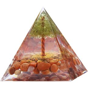 Orgone Pyramid - Positive Energy Source for Meditation, Stress Relief, Wealth Attraction | Crystal Pyramid Orgonite with Protection Crystals | Ideal Energy Generator & Stylish Room Decor