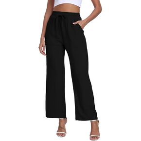 LIGHTBACK Women's Wide Leg Palazzo Pants with Pockets Loose Casual Lounge Pants Comfy Drawstring Work Trousers