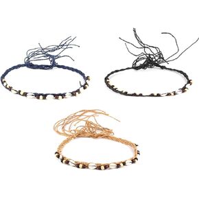 3 PCS Marine Style Sun Hat Band Seashell Wooden Beads Discorative Fedora Panama Strap Belt Belt Betly Brayband for Women Men Straw Hat Beach Cap Multicolor