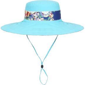 Womens Wide Brim Sun Hat Reversible Print UV Protection Oversized Beach Cap Travel UPF 50+