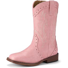 Rollda Girls Cowgirl Boots Kids Cowboy Boots Square Toe Girls Western Boots for Toddler/Little Kid/Big Kid