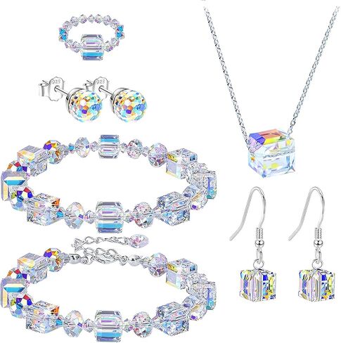 NEWITIN 20 Pieces Silver Bohemian Jewelry Set for Women Fashion Costume Jewels Turquoise Necklace Bracelet Ring Earrings Western Turquoise Jewelry Set for Women in Saudi Arabia