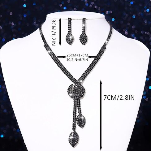 Aukmla Silver Bridal Wedding Jewelry Set Sparkly Rhinestones Weddding Necklace Earrings Set Prom Jewerly for Women in Kuwait