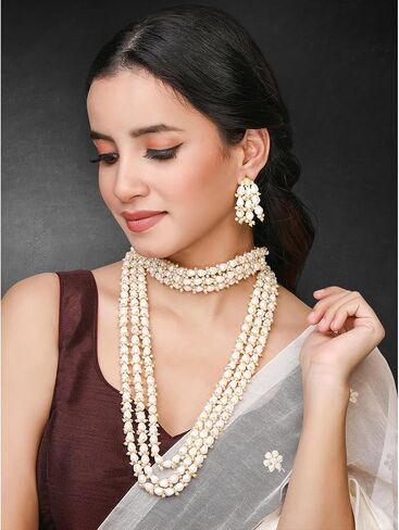 Aheli Pink Mint Kundan Stone & Beads Studded Netlace Dangle أقراط Maangtikka المجوهرات العرقية هدية للنساء in Saudi Arabia