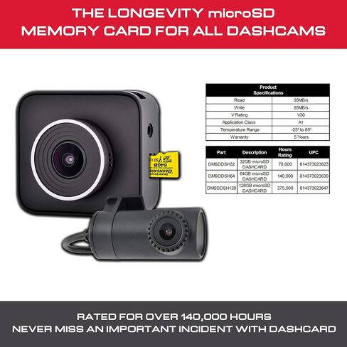 Delkin 64GB Micro SD Card UHS-I (U3/V30) microSDXC with adapter | DASHCARD Ultra-High Speed Class 10 Micro SD Card for Dash Cam, Security Camera, GoPro, Wyze Camera, Digital Camera in Kuwait