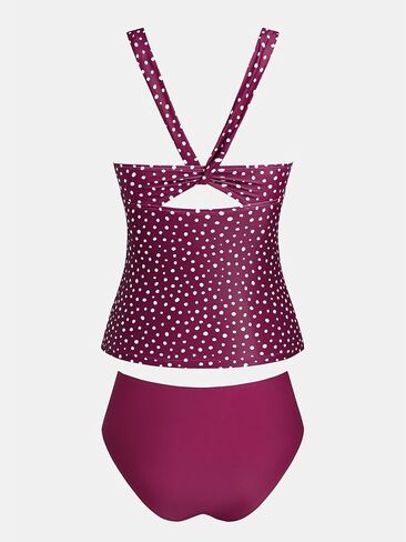 CUPSHE Women's Tankini Sets Scalloped V Neck High Waisted Two Piece Bathing Suits Crossback Straps Ruched in Saudi Arabia