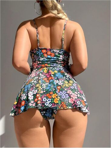 COZYEASE Women's 2 Piece Floral Tankini Swimsuit Sets Ruffle Flowy Swim Dress with Bikini Bottom Bathing Suit in Saudi Arabia