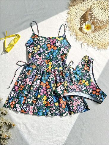 COZYEASE Women's 2 Piece Floral Tankini Swimsuit Sets Ruffle Flowy Swim Dress with Bikini Bottom Bathing Suit in Saudi Arabia