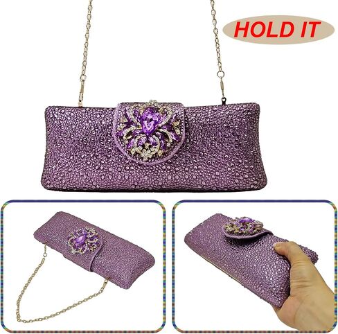 Long Rhinestone Box Evening Bag Women Formal Gathering Party Floral Handbag Clutch Purse Prom Bag in Saudi Arabia