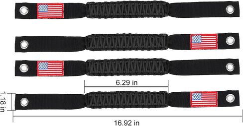 Jimen for Bronco Grab Handle, 4 Pack Front and Rear Roll Bar Grip Handles Compatible with Ford Bronco 2021-2023, American Flag (Black) in Saudi Arabia