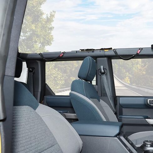 Jimen for Bronco Grab Handle ، 4 حزمة مقبلة أمامية وخلفية لفة القبضة متوافقة مع Ford Bronco 2021-2023 ، Flag American (Black) in Kuwait