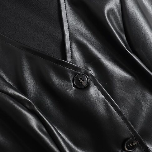 Women's Button Front PU Leather Vest Blazer in Saudi Arabia