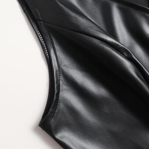 Women's Button Front PU Leather Vest Blazer in Saudi Arabia