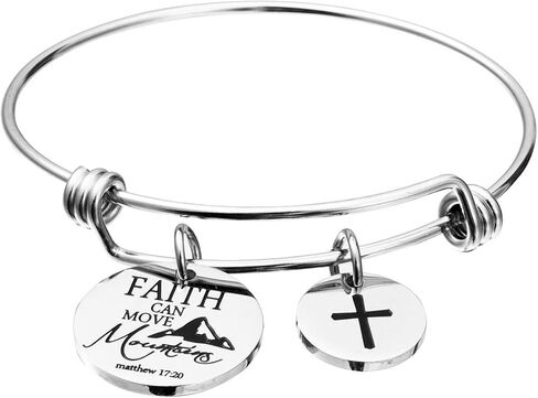 Bible Verse Bangle Bracelet Cross Charm Confirmation Bracelet Scripture Jewelry in Saudi Arabia