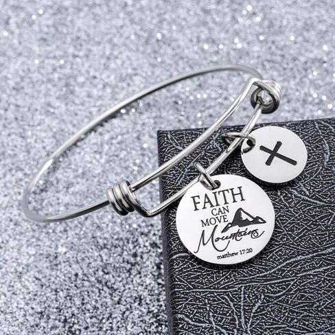Bible Verse Bangle Bracelet Cross Charm Confirmation Bracelet Scripture Jewelry in Saudi Arabia