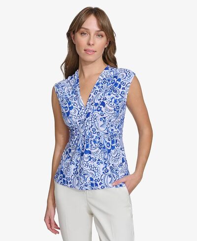 Tommy Hilfiger womens Sleeveless Knotted V-Neck Blouse in Saudi Arabia