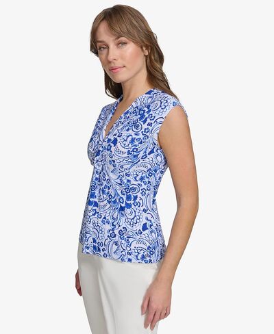 Tommy Hilfiger womens Sleeveless Knotted V-Neck Blouse in Saudi Arabia