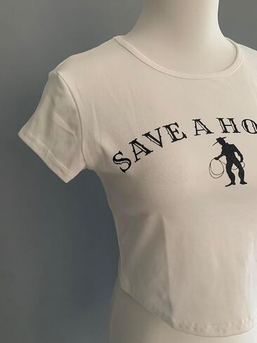 رعاة البقر محصول أعلى e فتاة الملابس y2k الرسوم البيض tees للفتيات في سن المراهقة in Kuwait