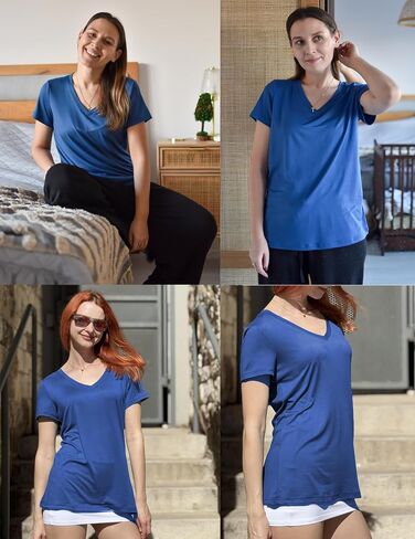 HOTOUCH Womens T Shirts Short Sleeve V Neck Basic Tee Soft Casual Loose Fit Summer Tops Outfits 2025 Fashion in Saudi Arabia