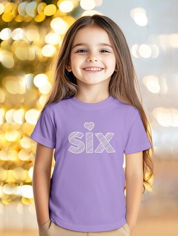 6th Birthday Shirt Girl Toddler Outfit 6 Year Old Girls six Happy Bday Sixth Gift Heart tee in Kuwait