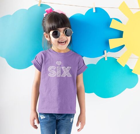 6th Birthday Shirt Girl Toddler Outfit 6 Year Old Girls six Happy Bday Sixth Gift Heart tee in Kuwait