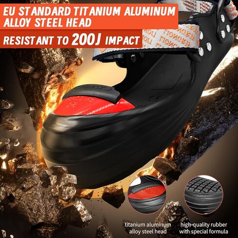 LG09 CE & ASTM Certified Slip-Resistant Shoe Covers | SRO Anti-Slip Overshoes | Lightweight Titanium Alloy Toe | Waterproof Work Boot Covers for Men/Women (34-48) (S（US4-7，Women）) in Saudi Arabia