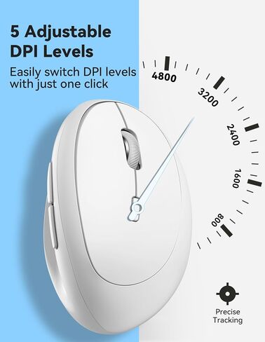 TECKNET Ergonomic Mouse, 4800 DPI Wireless Vertical Mouse, 5 Adjustable DPI Levels, 6 Buttons, 2.4G Silent Wireless Mouse for Laptop, PC, Chromebook, Mac - Grey in Saudi Arabia