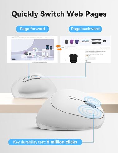 TECKNET Ergonomic Mouse, 4800 DPI Wireless Vertical Mouse, 5 Adjustable DPI Levels, 6 Buttons, 2.4G Silent Wireless Mouse for Laptop, PC, Chromebook, Mac - Grey in Saudi Arabia